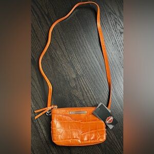 Harley-Davidson Orange Croc Embossed 💯 Leather Studded Crossbody bag, NWTS